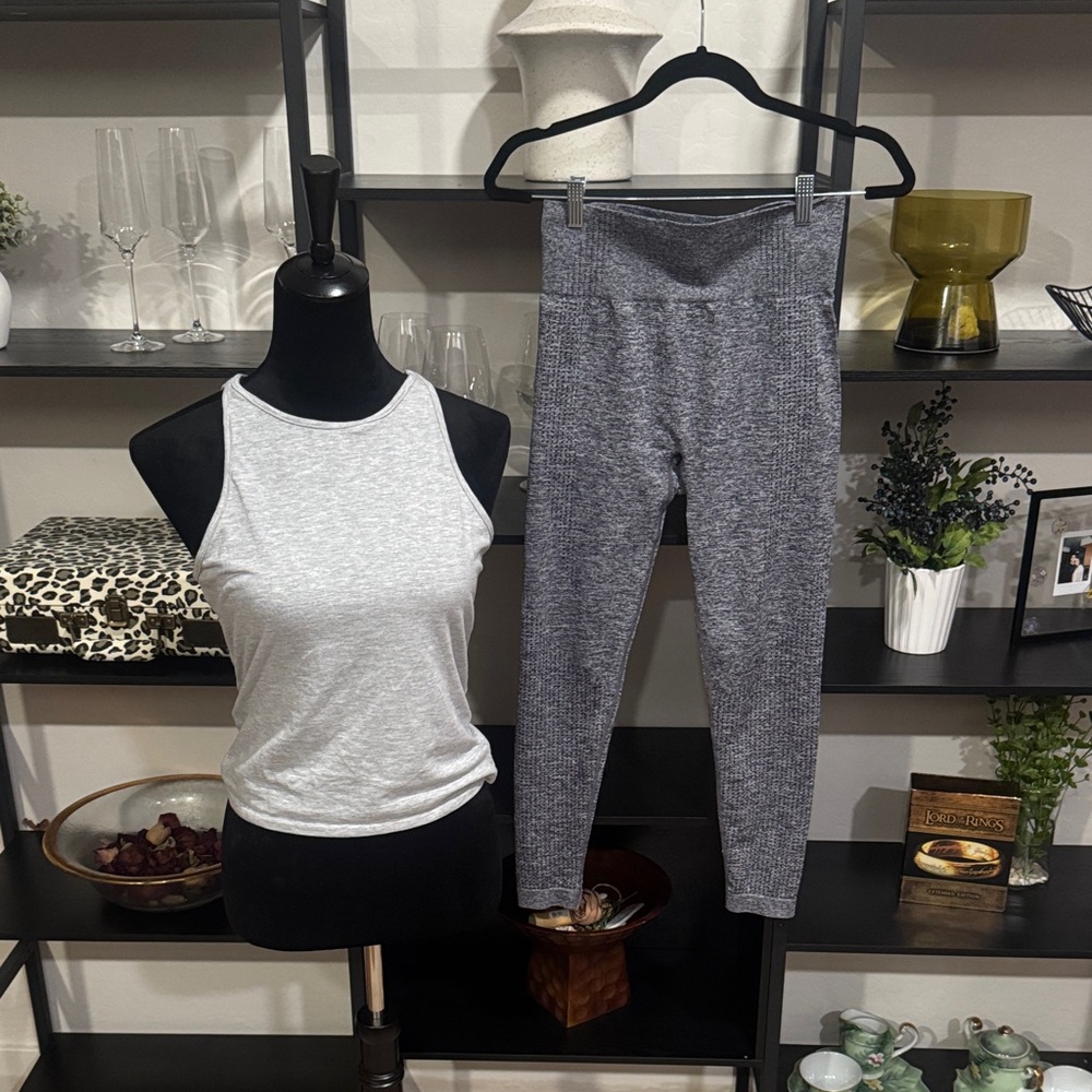 Gray Women's leggings and Athletic Top